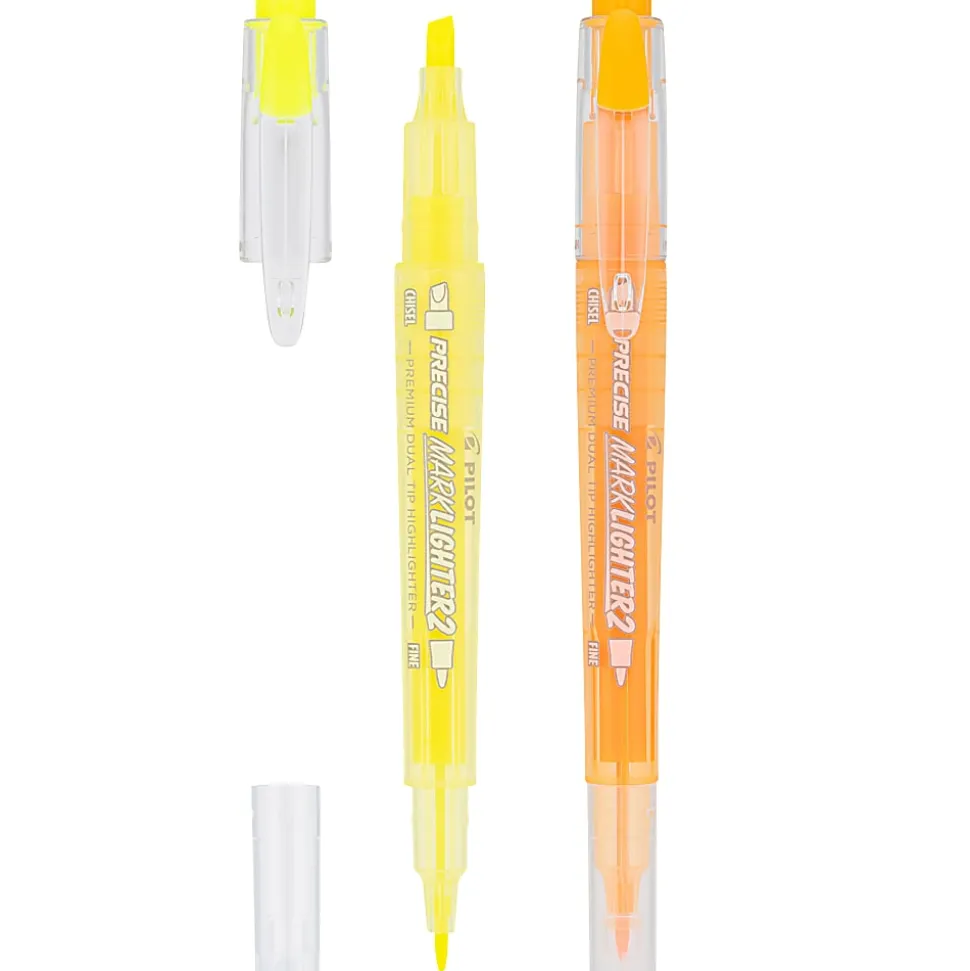 Pilot Precise Marklighter2 Dual Tip Highlighter And Creative Markers, Chisel/Extra Fine Tips, Assorted, Pack Of 2 Highlighters