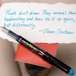 Pilot Precise Varsity Fountain Pen, Medium Point, Black Barrel, Turquoise Ink