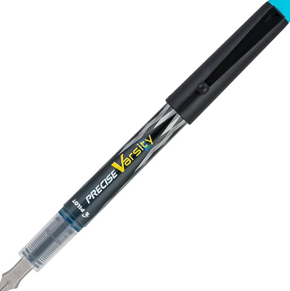 Pilot Precise Varsity Fountain Pen, Medium Point, Black Barrel, Turquoise Ink