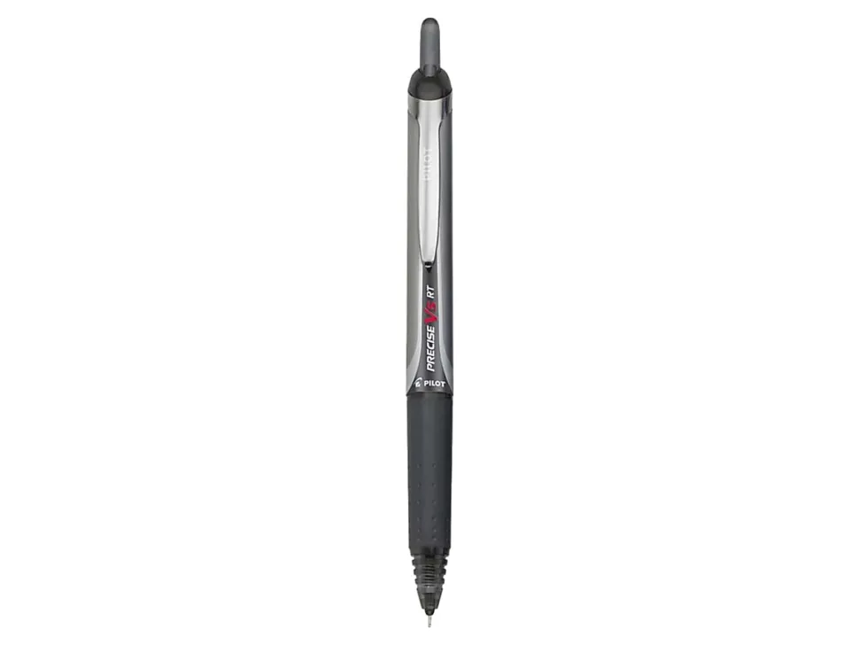 Pilot® Precise™ V5 Liquid Ink Retractable Rollerball Pens, Extra Fine Point, 0.5 mm, Assorted Barrels, Red Ink, Pack Of 12