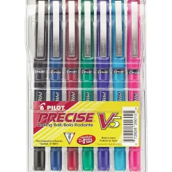 Pilot® Precise™ V5 Liquid Ink Rollerball Pens, Extra Fine Point, 0.5 mm, Assorted Barrels, Assorted Ink Colors, Pack Of 7