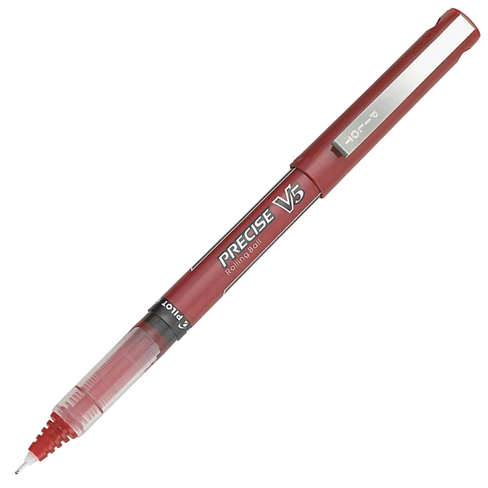 Pilot® Precise™ V5 Liquid Ink Rollerball Pens, Extra Fine Point, 0.5 mm, Red Barrel, Red Ink, Pack Of 12