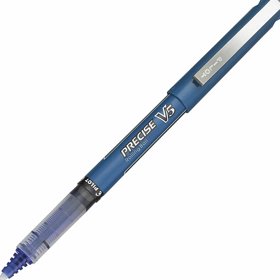 Pilot® Precise™ V5 Liquid Ink Rollerball Pens, Extra Fine Point, 0.5 mm, Blue Barrel, Blue Ink, Pack Of 12 Pens