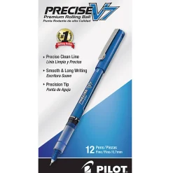 Pilot® Precise™ V7 Liquid Ink Rollerball Pens, Fine Point, 0.7 mm, Blue Barrel, Blue Ink, Pack Of 12