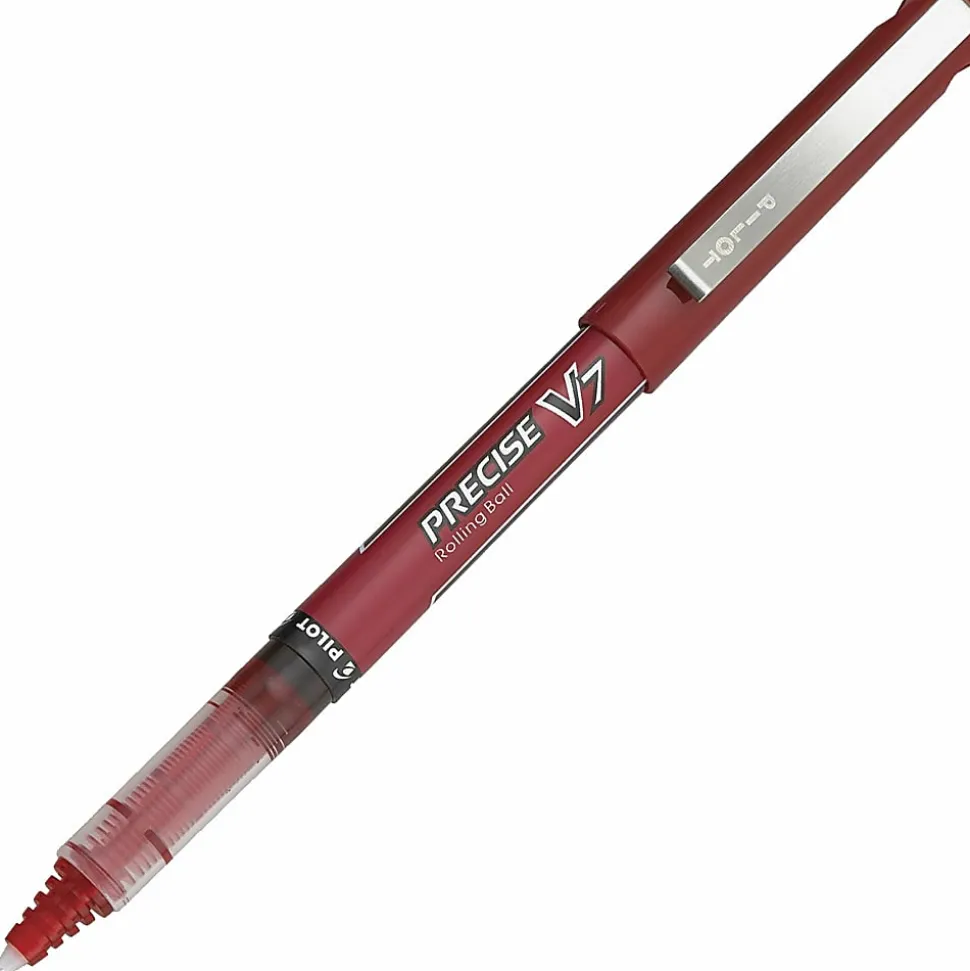 Pilot® Precise™ V7 Liquid Ink Rollerball Pens, Fine Point, 0.7 mm, Red Barrel, Red Ink, Pack Of 12