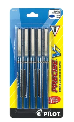 Pilot® Precise™ V7 Rollerball Pens, Fine Point, Blue Barrel, Blue Ink, Pack Of 5 Pens