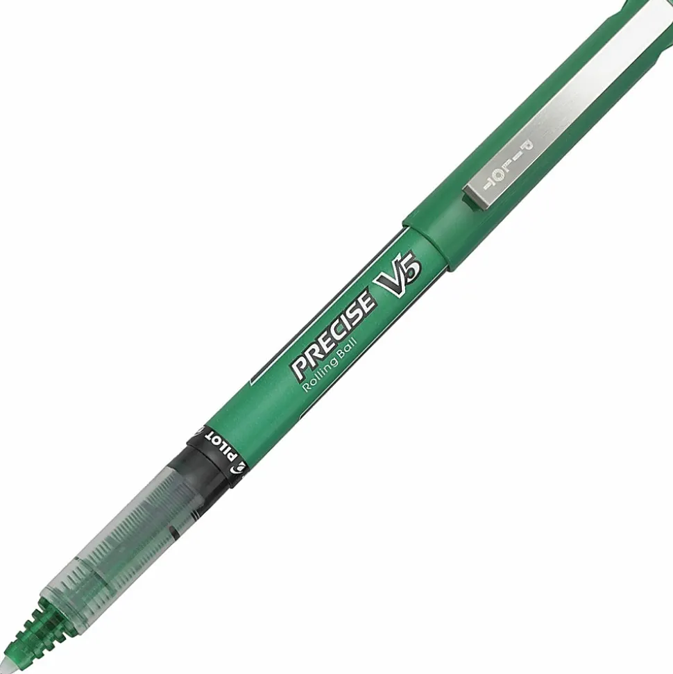 Pilot® Precise V5 Rollerball Pens, Extra-Fine Point, Green Ink, Pack Of 12 Pens