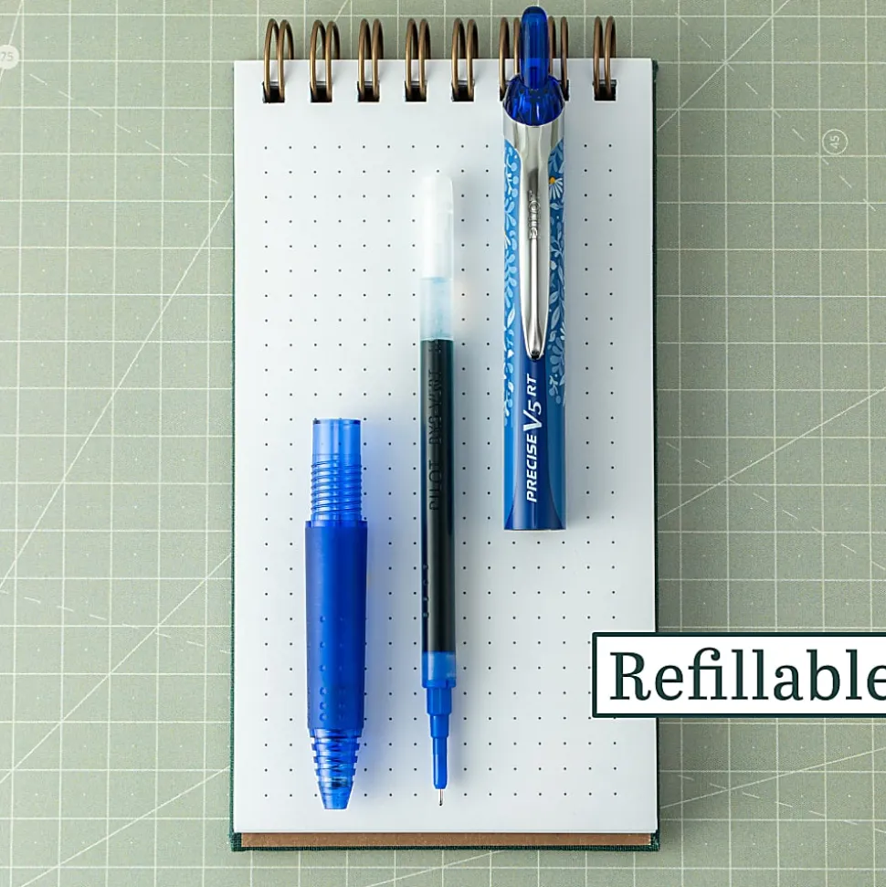 Pilot Precise V5 RT Floral Pen, Extra Fine Point, 0.5mm, Blue Barrel, Blue Ink, Single Pen
