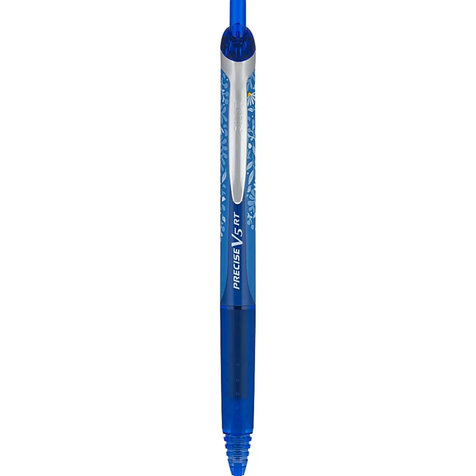 Pilot Precise V5 RT Floral Pen, Extra Fine Point, 0.5mm, Blue Barrel, Blue Ink, Single Pen