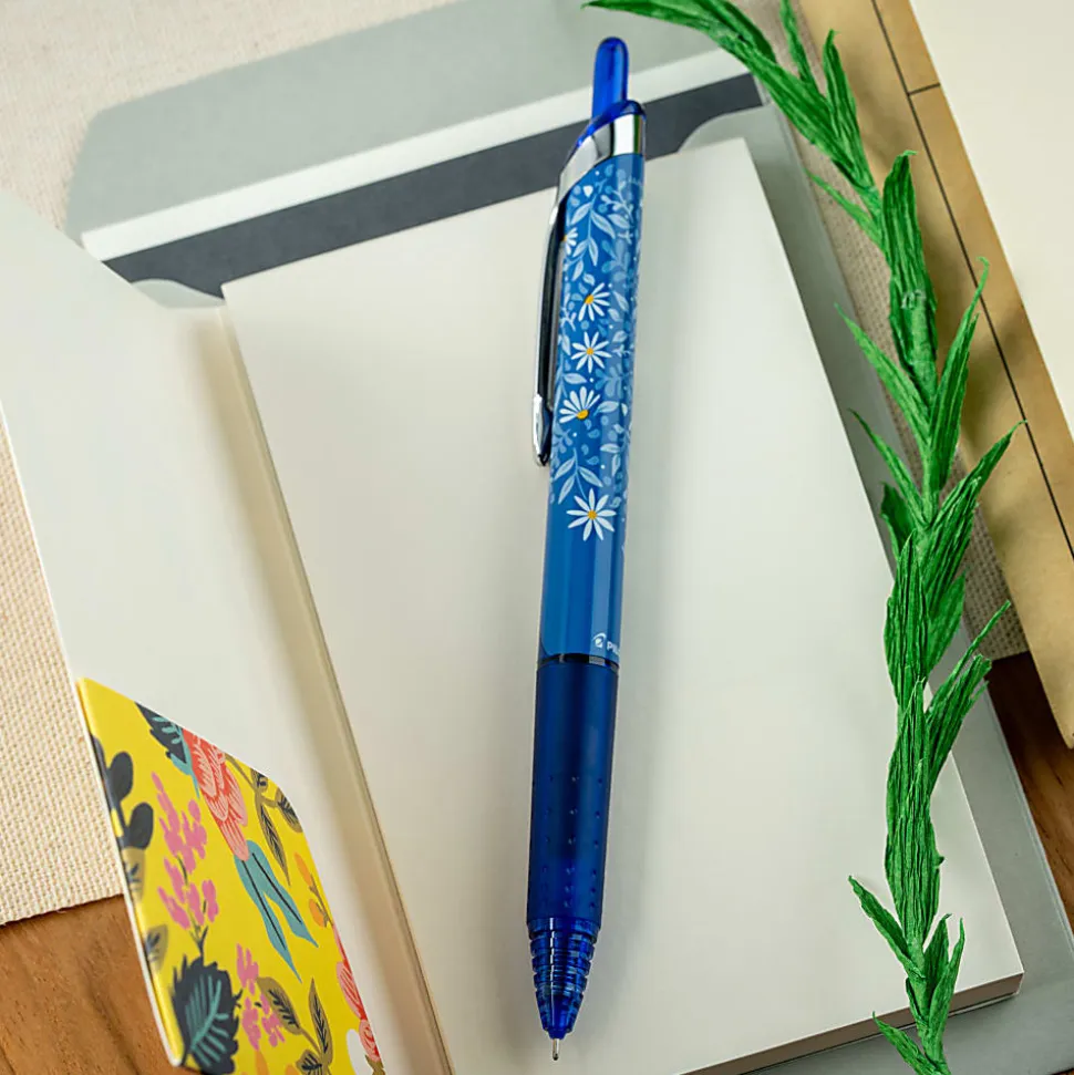 Pilot Precise V5 RT Floral Pen, Extra Fine Point, 0.5mm, Blue Barrel, Blue Ink, Single Pen