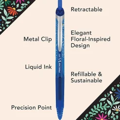 Pilot Precise V5 RT Floral Pen, Extra Fine Point, 0.5mm, Blue Barrel, Blue Ink, Single Pen