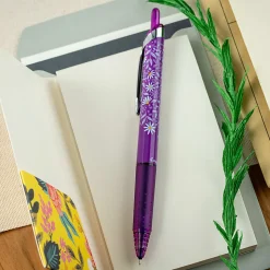 Pilot Precise V5 RT Floral Rollerball Pen, Extra Fine Point, 0.5mm, Purple Barrel, Purple Ink, Single Pen