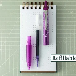 Pilot Precise V5 RT Floral Rollerball Pen, Extra Fine Point, 0.5mm, Purple Barrel, Purple Ink, Single Pen