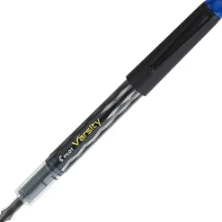 Pilot® Varsity Disposable Fountain Pen, Medium Point, Black Barrel, Blue Ink