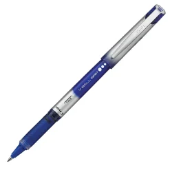 Pilot® V-Ball Grip™ Liquid Ink Rollerball Pens, Fine Point, 0.7 mm, Metallic Silver Gray Barrel, Blue Ink, Pack Of 12 Pens