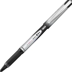 Pilot® V-Ball Grip™ Liquid Ink Rollerball Pens, Fine Point, 0.7 mm, Metallic Silver/Gray Barrel, Black Ink, Pack Of 12 Pens