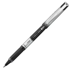 Pilot® V-Ball Grip™ Liquid Ink Rollerball Pens, Fine Point, 0.7 mm, Metallic Silver/Gray Barrel, Black Ink, Pack Of 12 Pens