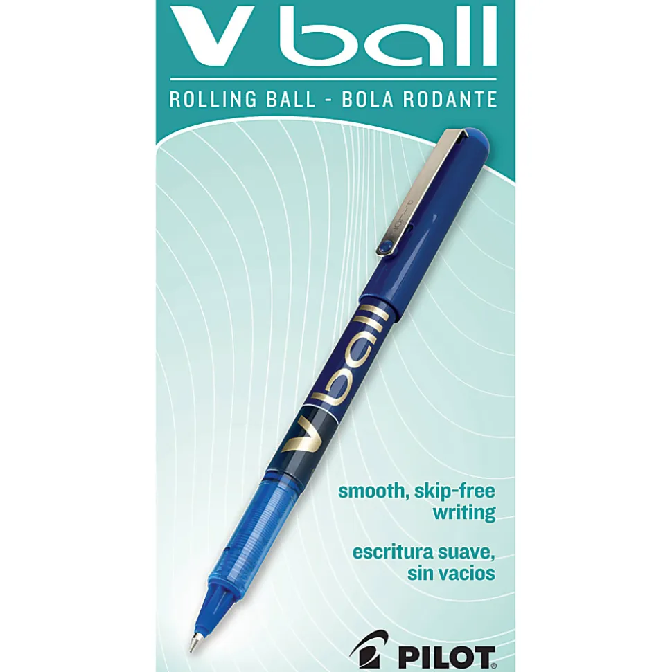 Pilot® V-Ball™ Liquid Ink Rollerball Pens, Fine Point, 0.7 mm, Blue Barrel, Blue Ink, Pack Of 12 Pens