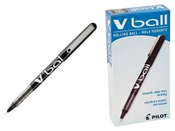 Pilot® V-Ball™ Liquid Ink Rollerball Pens, Extra Fine Point, 0.5 mm, Black Barrel, Black Ink, Pack Of 12 Pens