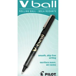 Pilot® V-Ball™ Liquid Ink Rollerball Pens, Fine Point, 0.7 mm, Black Barrel, Black Ink, Pack Of 12 Pens