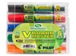 Pilot VBoard Master BeGreen Dry-Erase Markers, Chisel Point, 93% Recycled, Assorted inks, Pack of 5 Markers