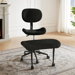 PINMOCO Ergonomic Fabric Office Chair For Cross-Legged Sitting, Black, H200470DBLTD