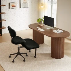 PINMOCO Ergonomic Fabric Office Chair For Cross-Legged Sitting, Black, H200470DBLTD