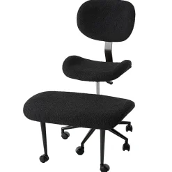 PINMOCO Ergonomic Fabric Office Chair For Cross-Legged Sitting, Black, H200470DBLTD