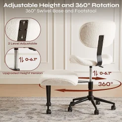 PINMOCO Ergonomic Fabric Office Chair For Cross-Legged Sitting, Off-White, H200470DOWTD