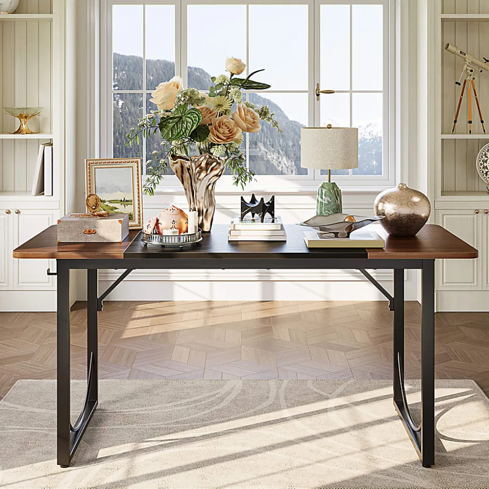 Pinmoco 63"W Executive Computer Desk, Rustic Brown