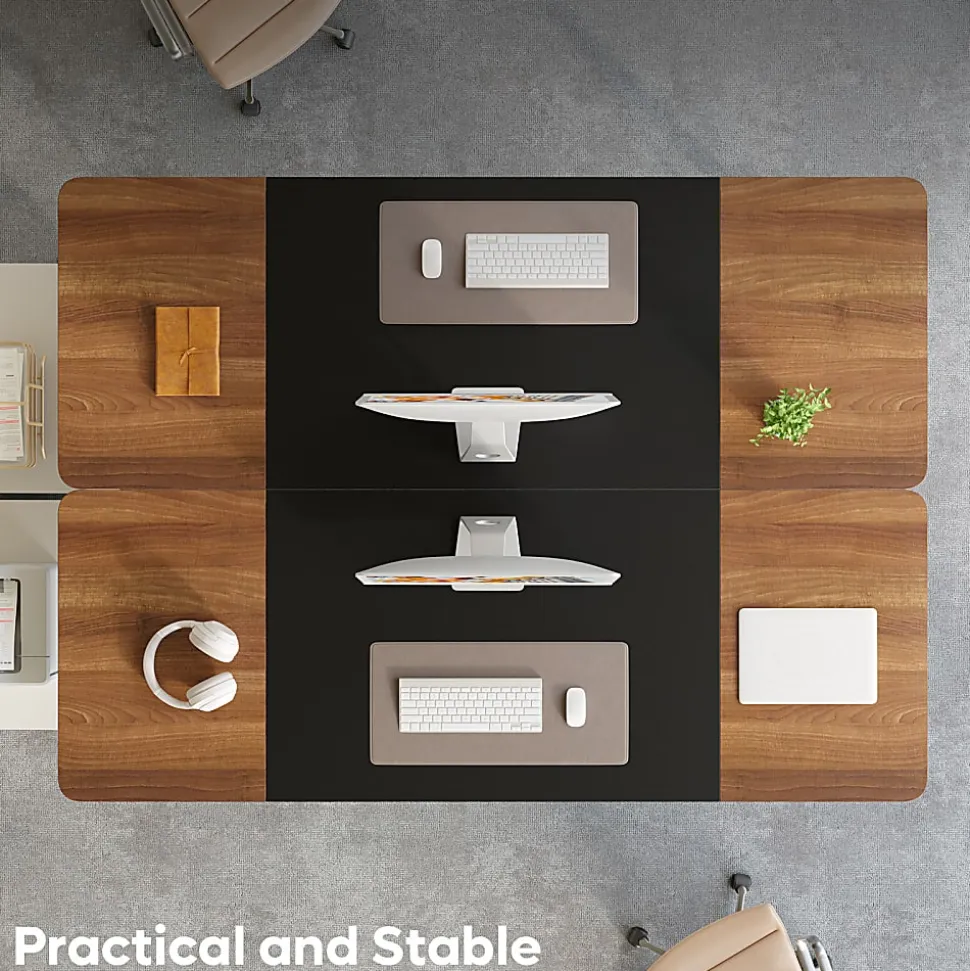 Pinmoco 63"W Executive Computer Desk, Rustic Brown