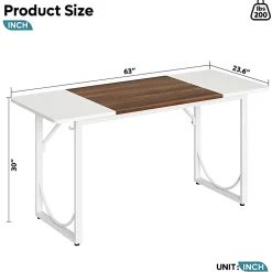Pinmoco 63"W Executive Computer Desk, White