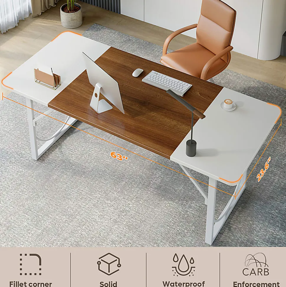 Pinmoco 63"W Executive Computer Desk, White