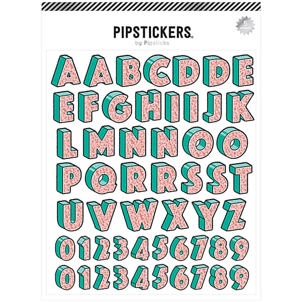 Pipsticks Big Alphabet Stickers, 6" x 7", Effervescent, Pack Of 5 Sheets