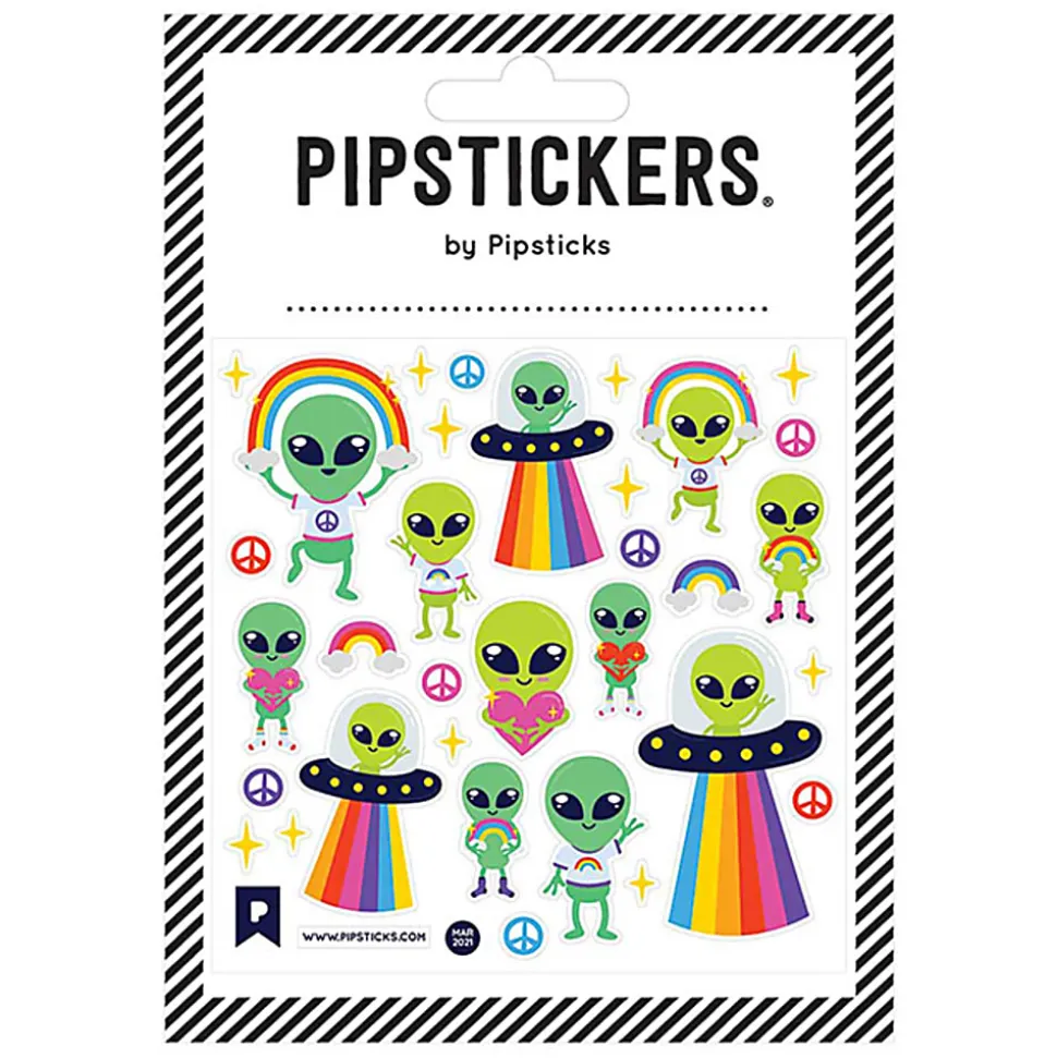 Pipsticks Decorative Stickers, 4" x 4", Little Green Men