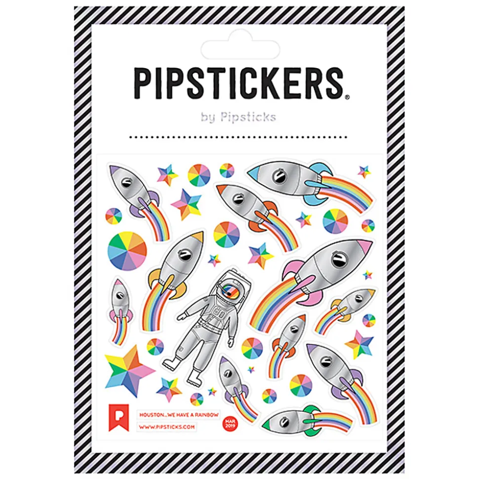 Pipsticks Decorative Stickers, 4" x 4", Houston...We Have A Rainbow
