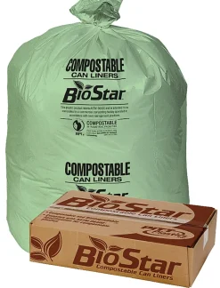 Pitt Plastics Compostable Liners, 1-mil, 40" x 46", Green, Box Of 100