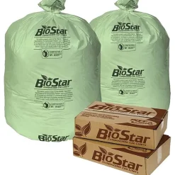 Pitt Plastics Compostable Liners, 1-mil, 40" x 46", Green, Box Of 100