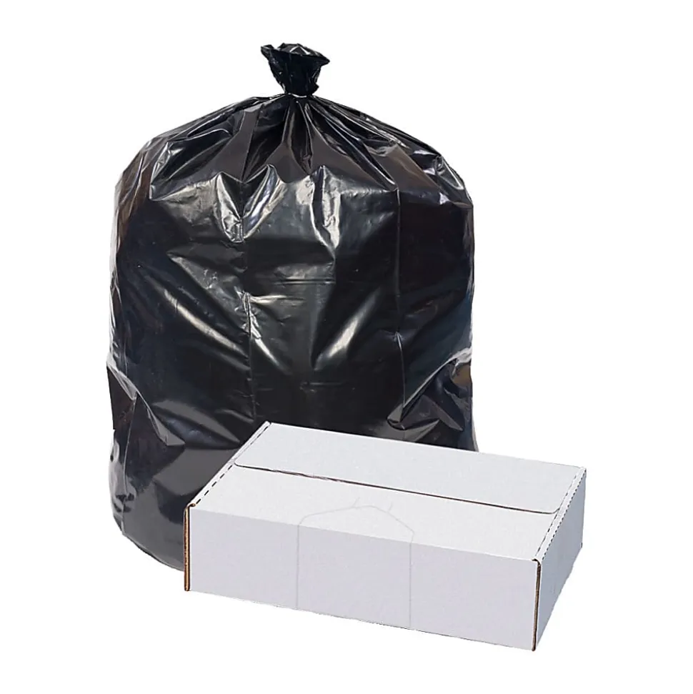 Pitt Plastics Eco•Strong™ 1.5-mil Can Liners, 56 Gallons, 44" x 55", Black, 10 Bags Per Roll, Case Of 10 Rolls