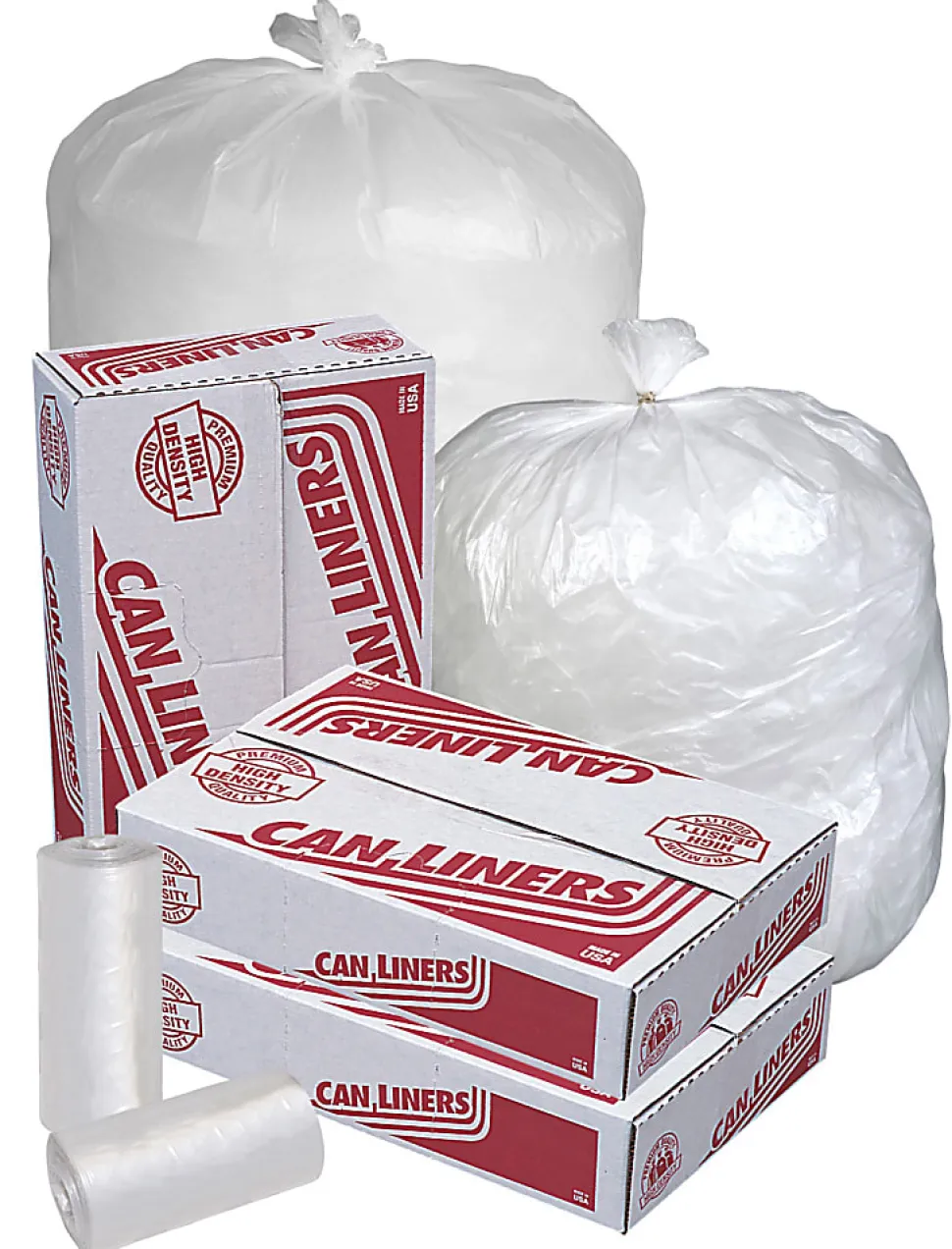 Pitt Plastics HD 14-micron Can Liners, 40 - 45 Gallons, 0.55 mil, 48" x 40", Natural, Pack Of 250 Liners