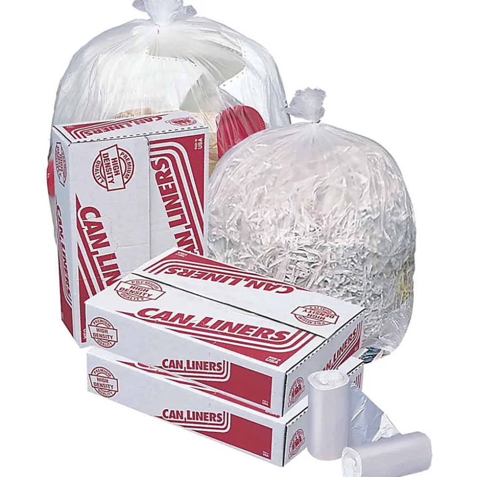 Pitt Plastics HD 14-micron Can Liners, 40 - 45 Gallons, 0.55 mil, 48" x 40", Natural, Pack Of 250 Liners