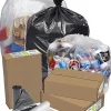 Pitt Plastics PCR Low Density EcoStrong Plus Trash Bags, 45 Gallon, Clear, Case Of 100 Trash Bags