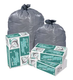 Pitt Plastics Shark Skin 1.1-mil Can Liners, 43" x 48", 56 Gallons, Gray, Carton Of 100