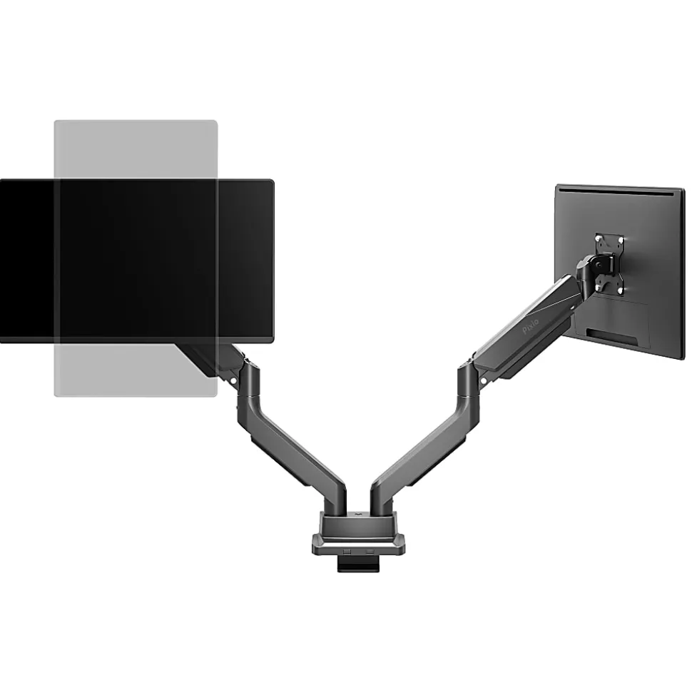 Pixio PS2D Heavy-Duty Premium Gas-Spring Dual-Monitor Arm for Monitors up to 35" with Full-Articulation, Black
