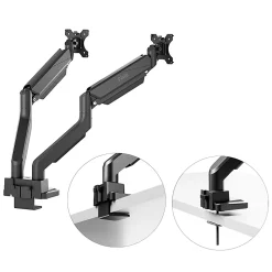 Pixio PS2D Heavy-Duty Premium Gas-Spring Dual-Monitor Arm for Monitors up to 35