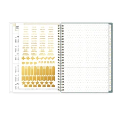 Planner Notes DD Scattered Leaves Green 5.875x8.625 AY26–27