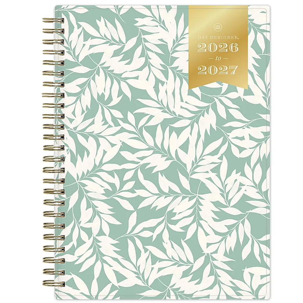 Planner Notes DD Scattered Leaves Green 5.875x8.625 AY26–27