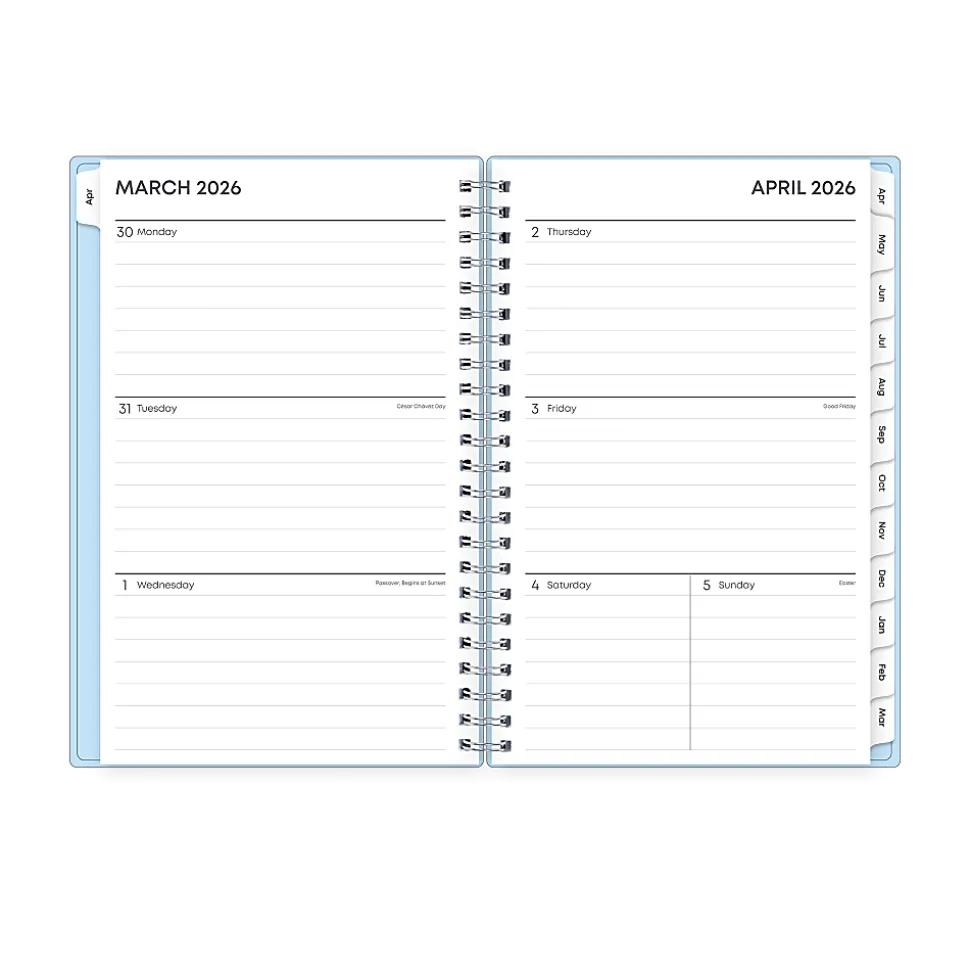 Planning Calendar BS Blues PP Double Pockets 5x8 AY26–27