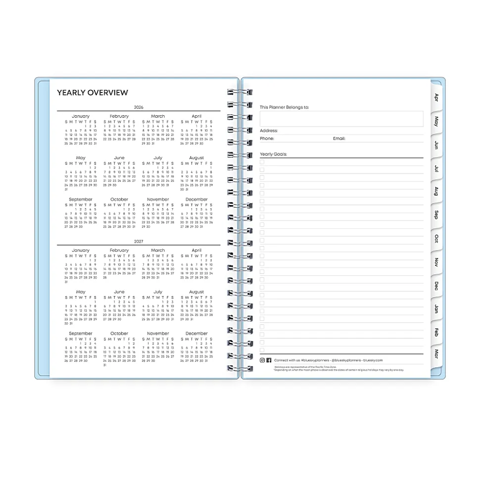 Planning Calendar BS Blues PP Double Pockets 5x8 AY26–27
