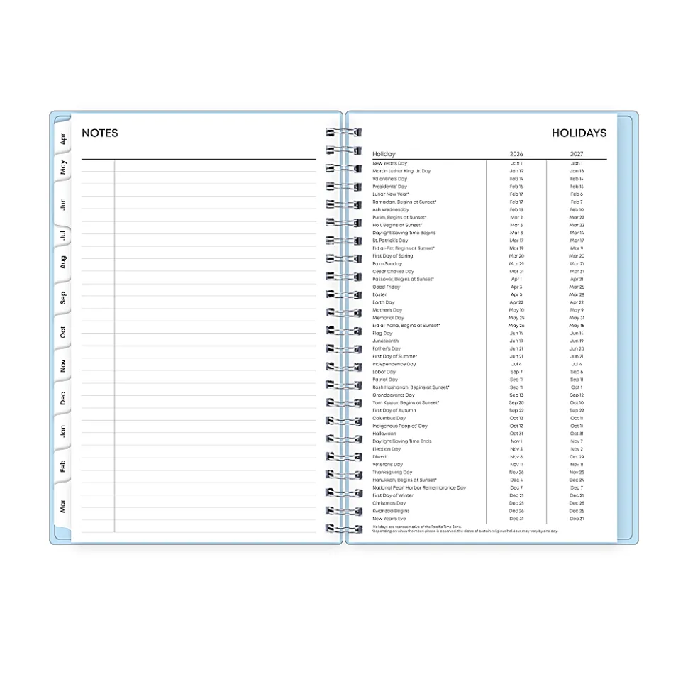 Planning Calendar BS Blues PP Double Pockets 5x8 AY26–27